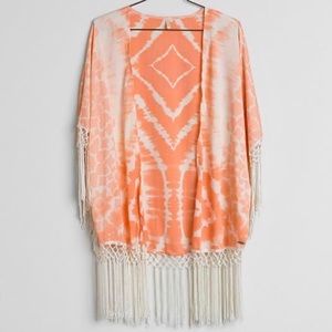 RIP CURL Tie Dye Fringe Kimono Swim Cover Up S/M